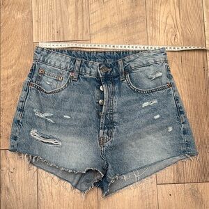 H&M Blue Jean Shorts Distressed Style